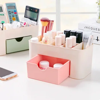 

Plastic Makeup Storage Box Large Capacity Jewelry Necklace Drawer 1/2 Layer Cosmetic Storage Drawer Home with Grid Storage Box