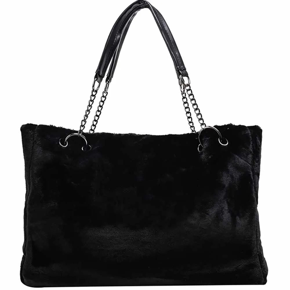 Women Fashion Tote Handbags Female Luxury Designer Plush Shoulder Bags Simplicity Crossbody Bag For Ladies Shopper High Quality