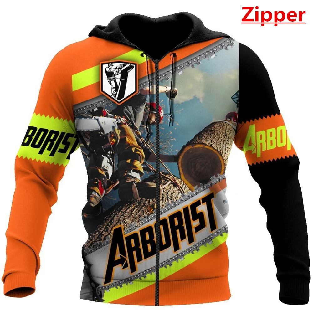 New Fashion Mens Hoodies Hard-working Arborist 3D Printed Unisex Zip Hoodies Casual Harajuku Streetwear DYI304