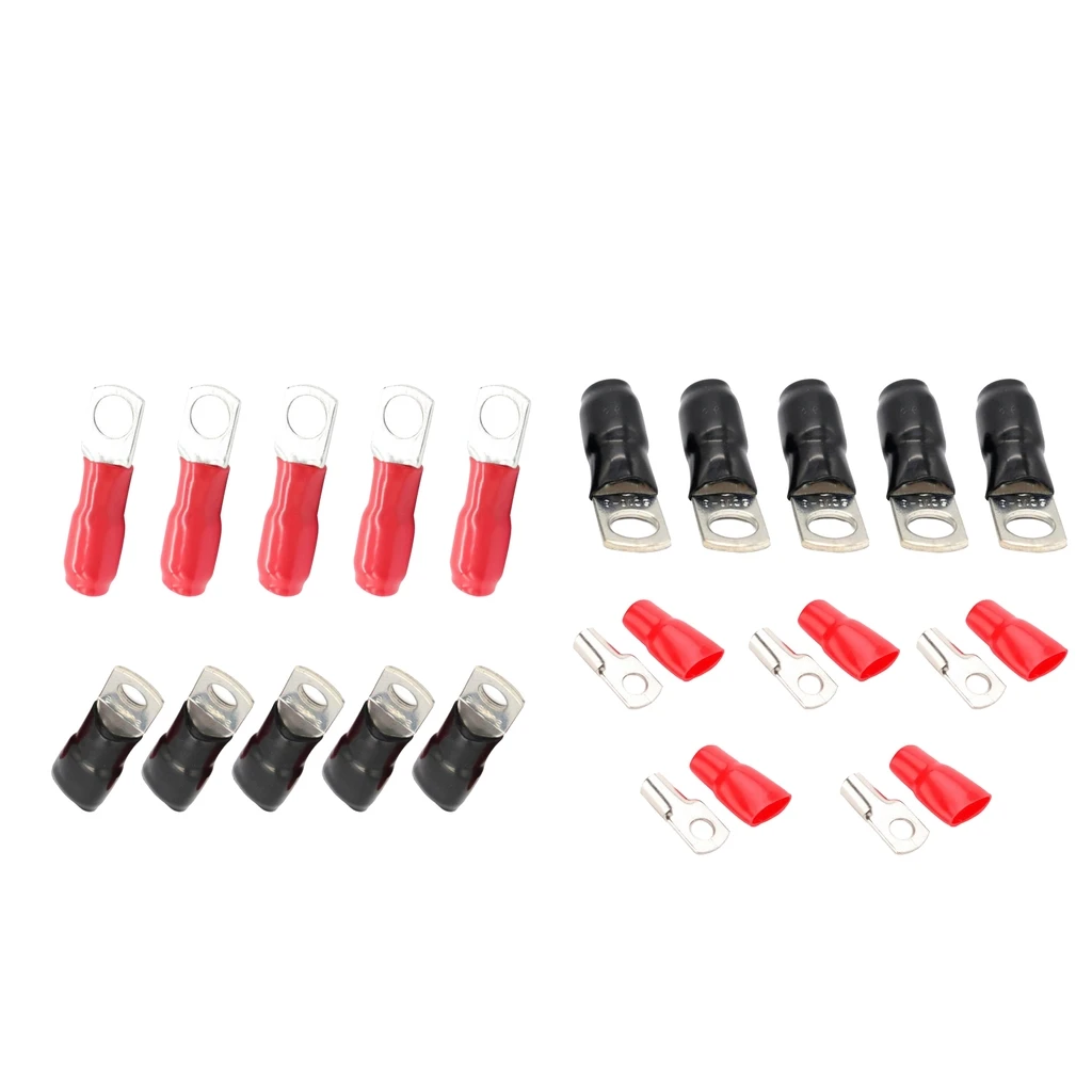 20Pcs Heavy Duty Wire Lugs Battery Cable Ends Copper Ring Terminal Connectors (6 AWG  & 4 AWG)