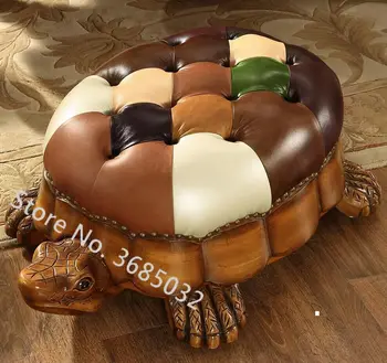 

Solid Wood Creative Stool Money Turtle Child Sitting Stool Cartoon Turtle Stool Leather Sofa Bench Change Shoe Stool