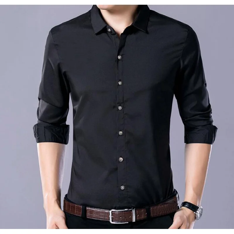 Men Long Sleeve Shirt New Brand Solid Color Business Office Formal Men Dress Shirt Plus Size Male Shirt Chemise