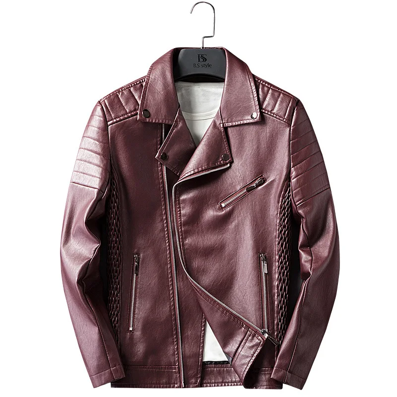 Yao shuai New Style MEN'S Leather Coat Young MEN'S Leather Jacket Fold-down Collar Men Korean-style Slim Fit MEN'S Leather