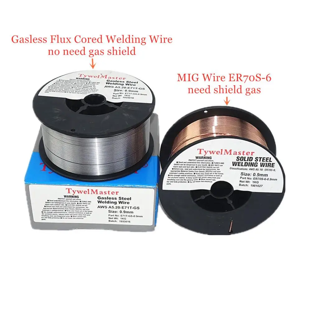 Alambre de soldadura MIG ER70S 6 cable de núcleo de fundente sin Gas E71T  GS 1kg 0,6/0,8/0,9mm Escudo de Gas o sin Gas Material de soldadura de acero  al carbono|Alambres de soldadura| -