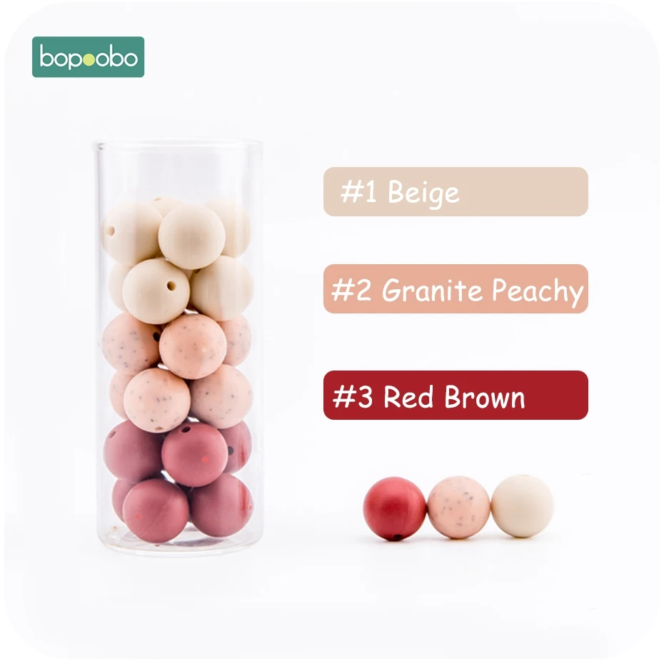 Bopoobo, 12 мм, 10 шт., 4-6 месяцев, пищевые материалы, детские силиконовые бусины для ухода за зубами, безопасные и натуральные самодельные Стартовые наборы, экологичные - Цвет: Red Granite