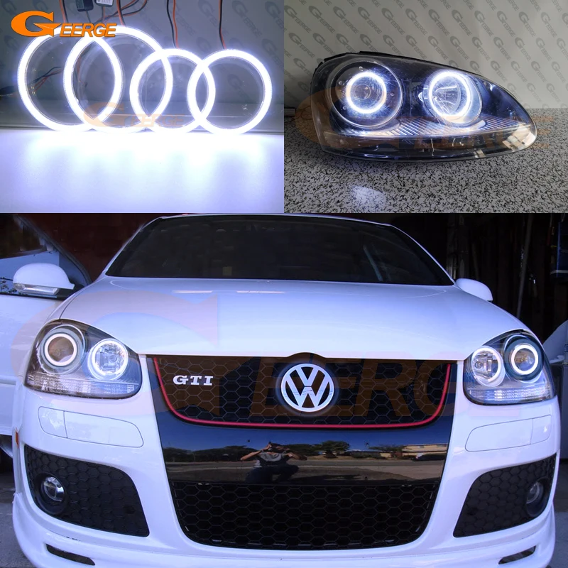 Для Volkswagen VW Golf Rabbit Jetta GTI R32 MKV MK5 2005-2010 ксеноновая фара Ультра яркое освещение COB комплект светодиодов «глаза ангела»