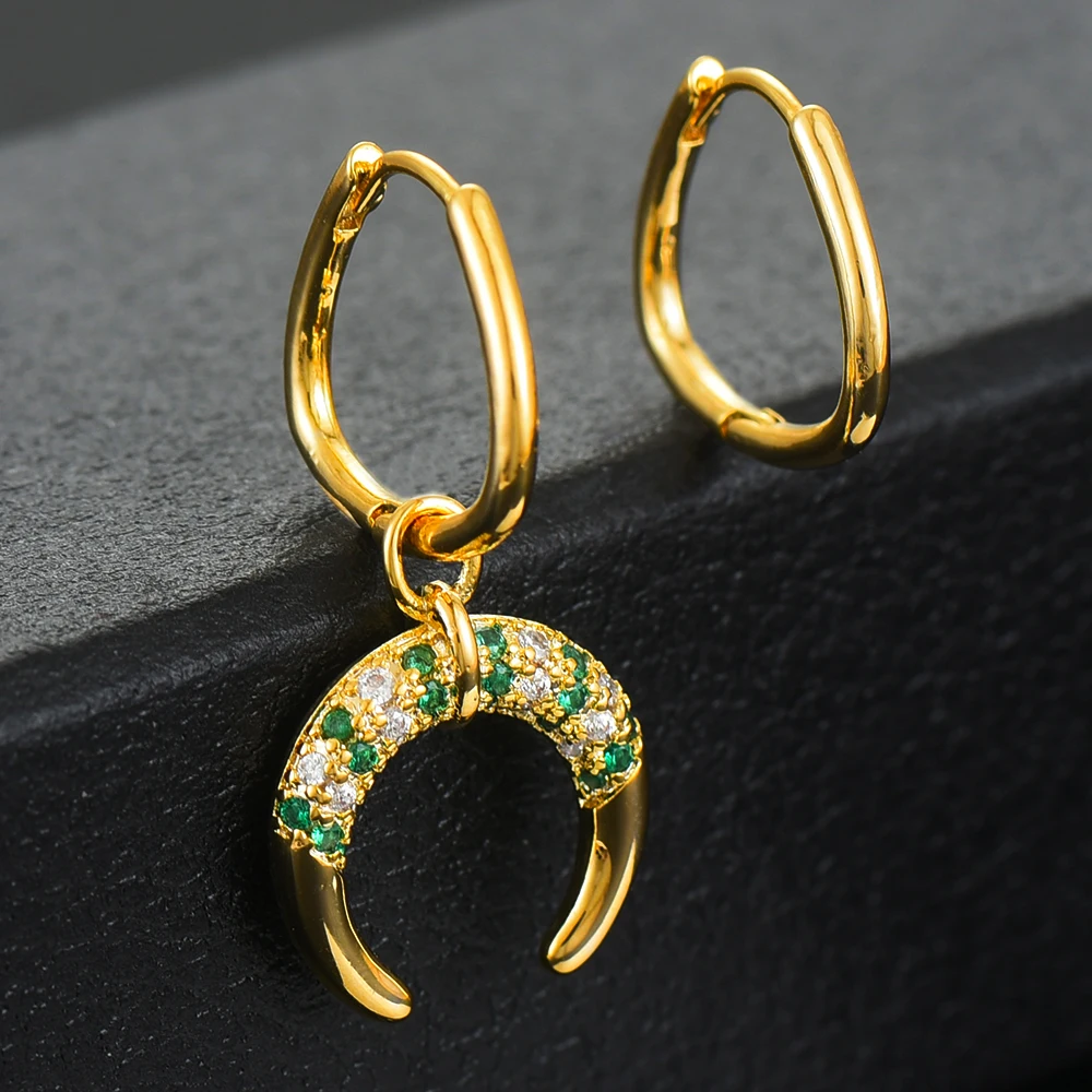 missvikki Original design Fashion Gold Earrings Full Mirco Paved Green Cubic Zirconia Women Bridal Wedding Earring Hot Jewelry | Украшения