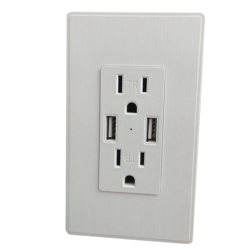 

Double Outlet USB Wall Socket Strip Receptacle Power Supply Socket with USB Wall Plug DC 5V 2.4A 1 US Plug