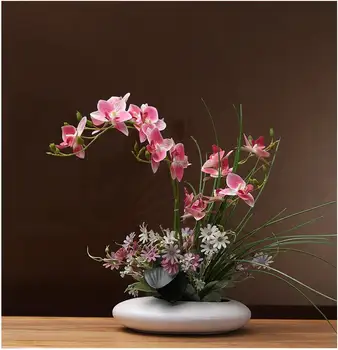 Modern Ceramic Vase Dove Orchid Flower Figurines