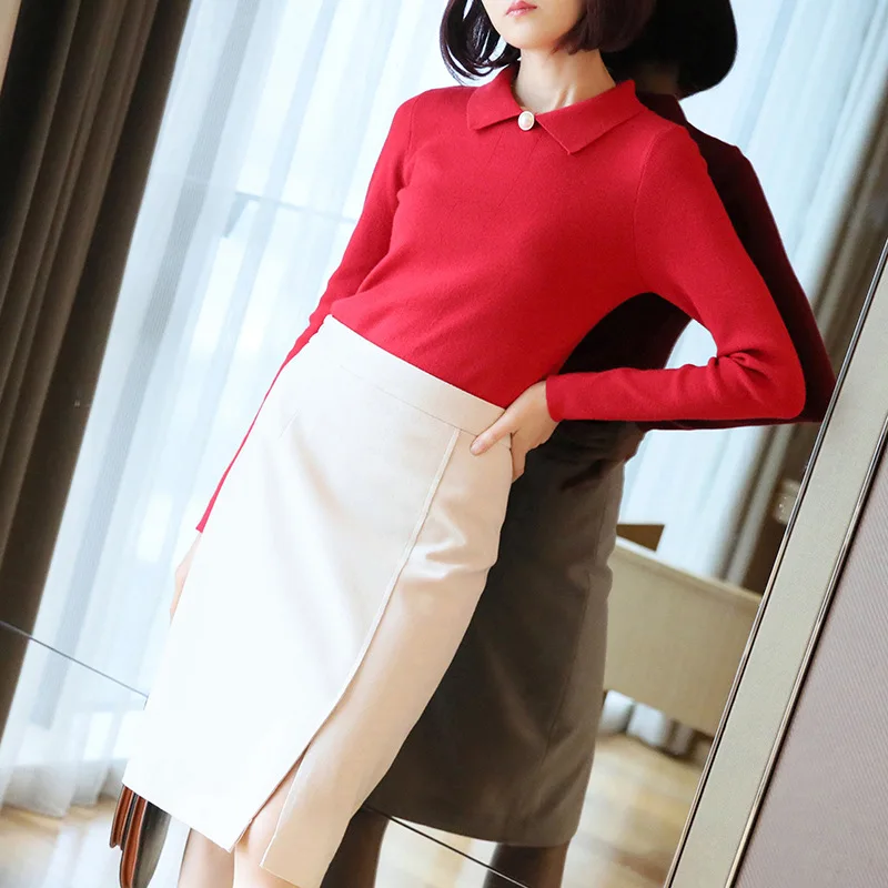Autumn and winter doll collar bottoming loose sweater Ms. cultivating long-sleeved pullover autumn new women