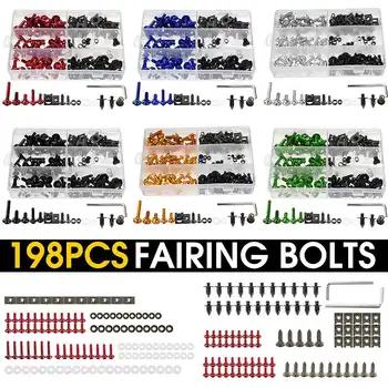 

198pcs Universal Motorcycle Full Fairing Bolts Kit Body Fastener Screws Nuts Clips Sportbike Street Bikes