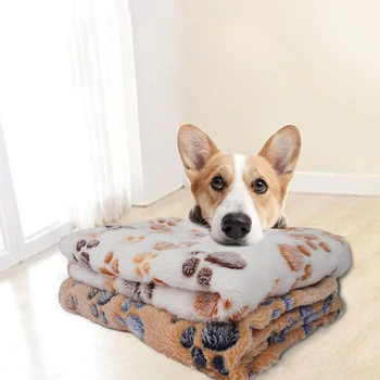 

Pet Soft Pet Blanket Winter Dog Cat Bed Mat Foot Print Warm Sleeping Mattress Small Medium Dogs Cats Coral Fleece Pet Supplies