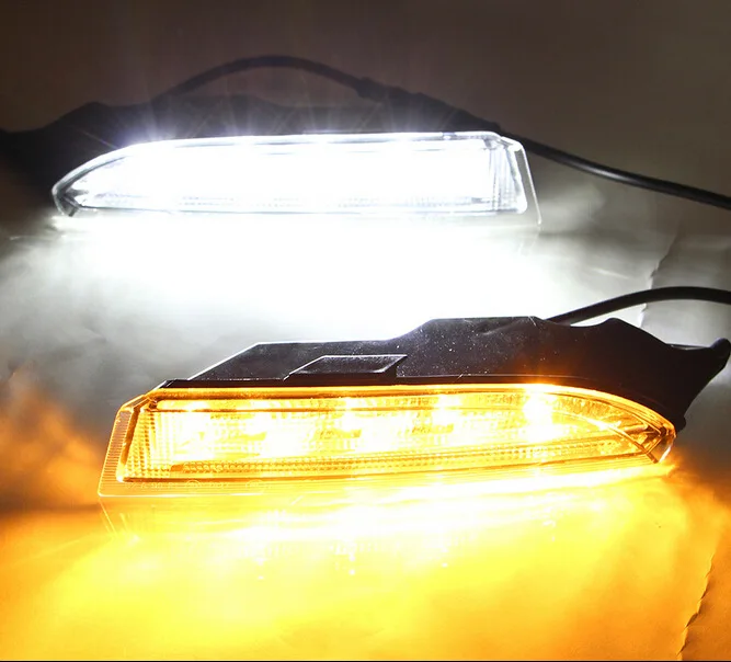 2 шт. 12 В LED DRL для VolkswagenVW Scirocco R 2010 2011 2012 2013 Светодиодный дневной светильник белым светом сигнал поворота светильник Янтарный