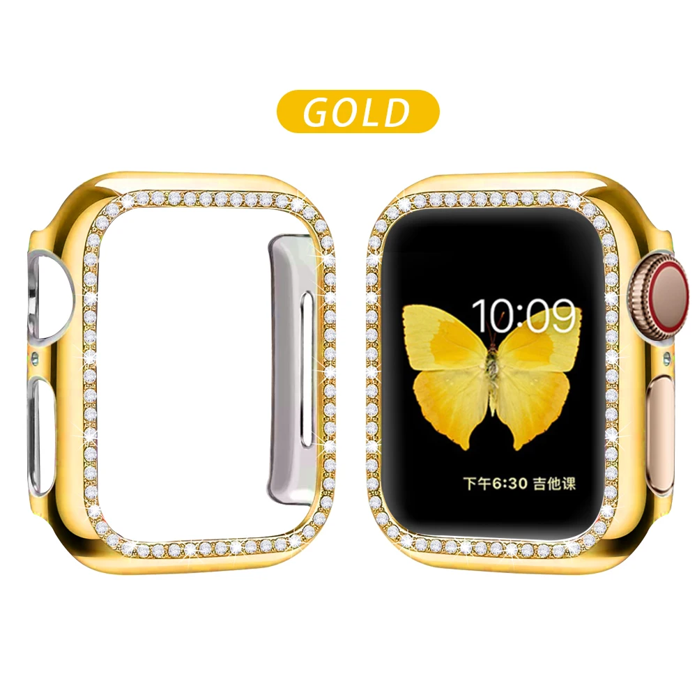 Чехол-бампер с алмазами защитный чехол для Apple Watch Cover Series 5 4 3 2 1 38 мм 42 мм чехол s для Iwatch 5 4 40 мм 44 мм аксессуары для часов