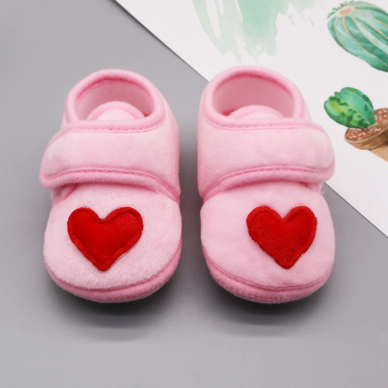 Г. Осенняя обувь для маленьких мальчиков и девочек противоскользящая прогулочная обувь с принтом в виде сердца мягкие кроссовки с подошвой для малышей от 0 до 18 месяцев - Цвет: Розовый