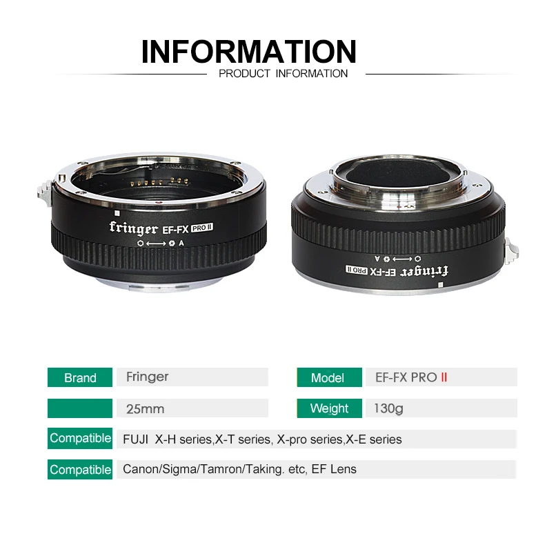 Fringer EF-FX Pro II Auto Focus Lens Mount Adapter for EF Mount Lens to Fujifilm FX Camera