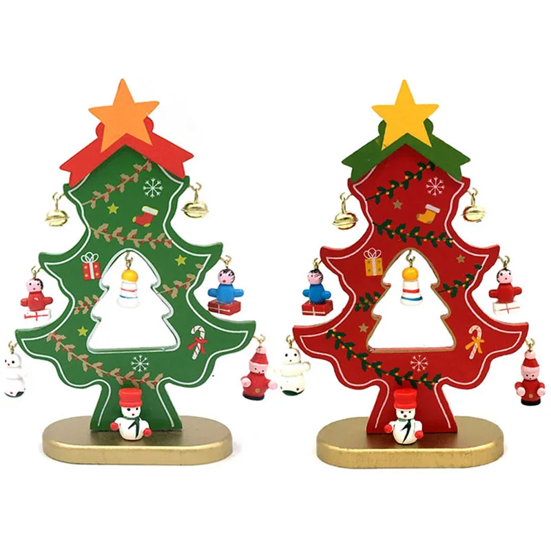 18cm Christmas Tree Home Party Decoration Mini Flat Wooden Table Gift Ornament