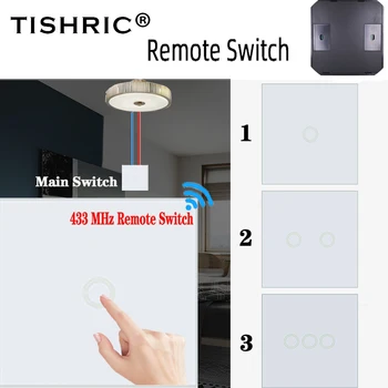 

TISHRIC 433mhz RF Remote Smart Switch Remote Touch Control Glass Panel RF Switch Work With sonoff 4CH Pro R2 For Living Room