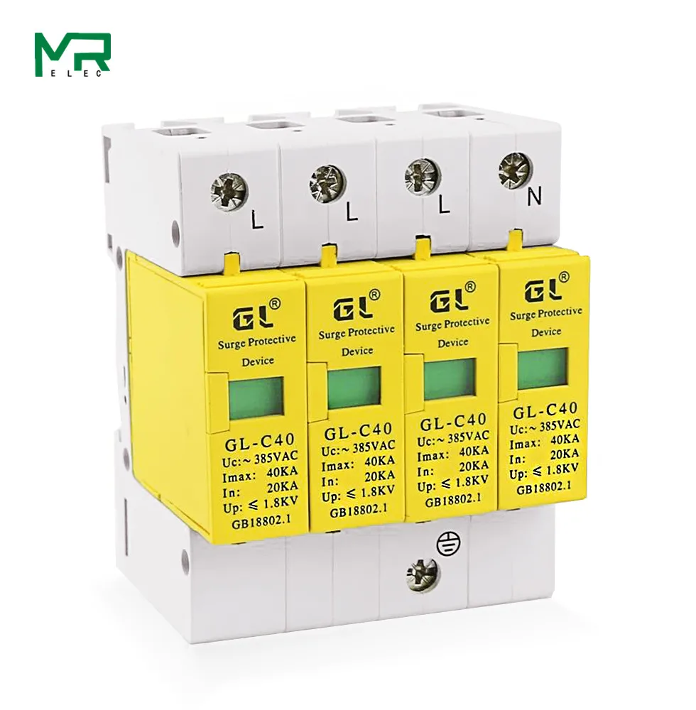 C40-4P 20KA ~ 40KA AC 385V 1P + N 2P Защита от перенапряжения защитное устройство низкого