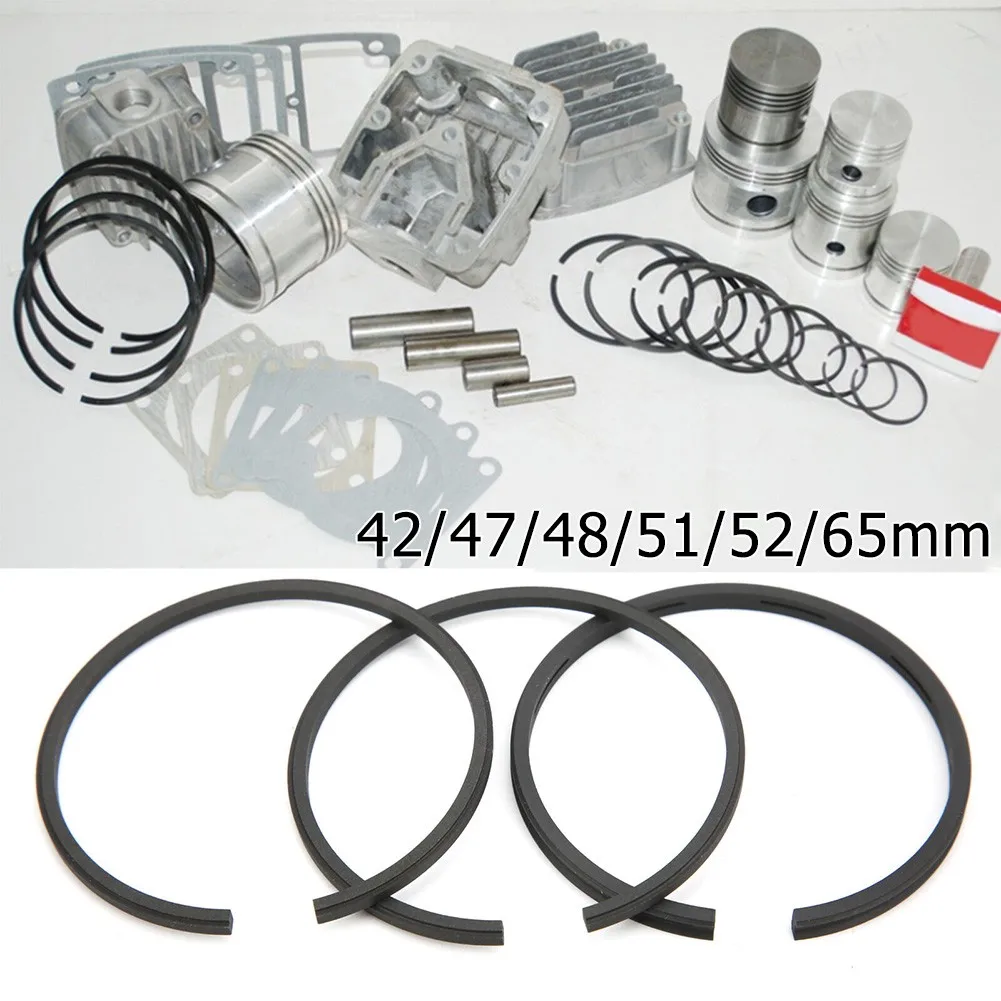 3 PCS Piston Rings Set For Air Compressor 42mm/47mm/48mm/51mm/52mm/65mm/90mm/95mm/100mm Diameter Cylinder Pneumatic Parts new 3pcs 42mm 47mm 48mm 51mm 52mm 65mm piston ring pneumatic parts for air compressor cylinder replacement tools