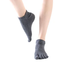 1 пара Фитнес танца однотонные женские носки Для Йоги Спортивные Нескользящие дышащие спортивные носки с пальцами, голеностопный захват балета эластичные Мягкий хлопок