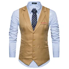 Ouma New Style Men Business Casual Fashion Korean-style Single Breasted Fold-down Collar Suit Vest B4369