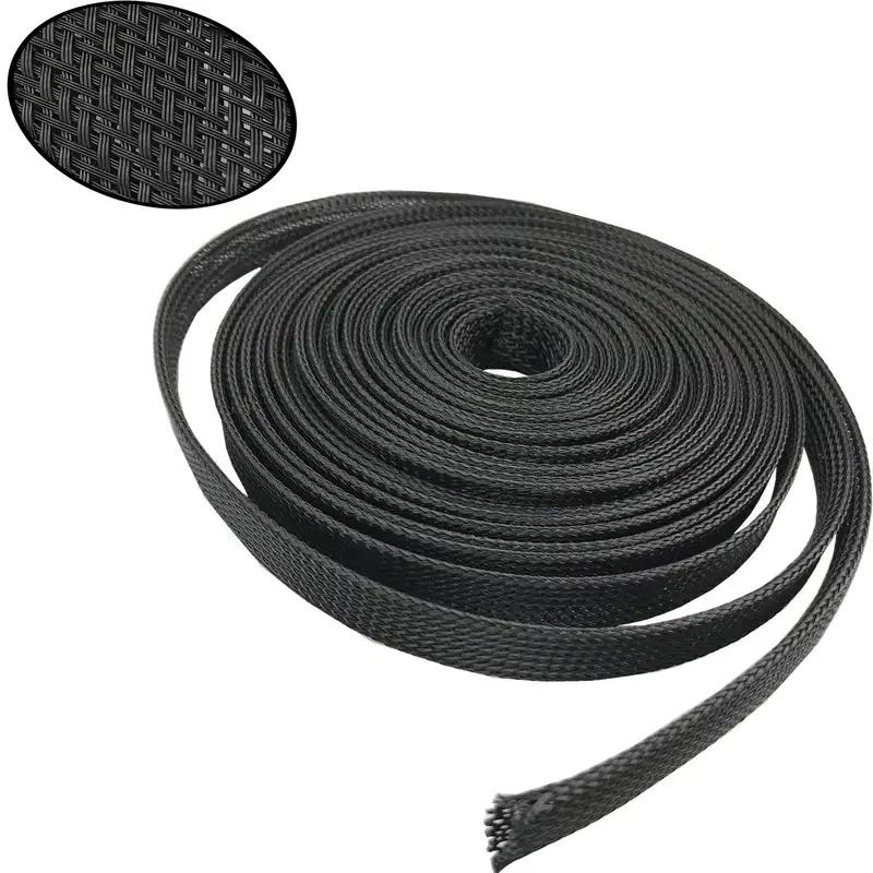 PET Black Cable Sleeve Length1/3/5/50/100M Insulated Braided Sleeving Data Line Protection Wire Cable Flame-Retardant Nylon Tube - Image 2