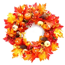 Cheap Fall Wreath with Pumpkins Berries Maple Leaves Artificial Fall Berry  Harvest for Wedding Party Thanksgiving Home Decor