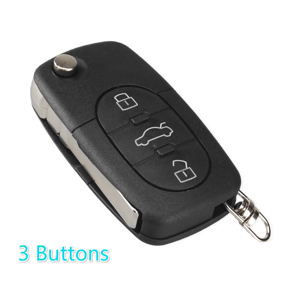 KEYYOU 10X флип ключ дистанционного ключа автомобиля оболочки для Audi A2 A3 A4 A6 A8 TT Fob чехол 4D0 837 231 K 3 кнопки с Uncut blade HU66 - Количество кнопок: Model 2
