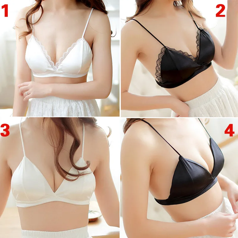 Sexy Women Satin Crop Top Bralette Bralet Bra Bustier Cami Padded Tank Tops JS25 | Женская одежда