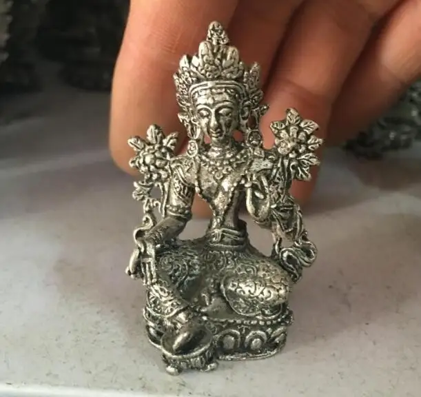 Copper Statue silver-plate Green Tara Buddha statue White degree mother | Дом и сад