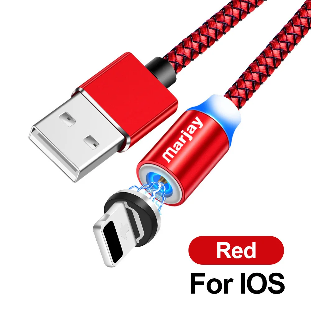 Магнитный usb-кабель Marjay для быстрой зарядки iphone, кабель Micro USB type-C для samsung, Xiaomi, huawei, провод зарядного устройства для мобильных телефонов - Цвет: Red For iphone