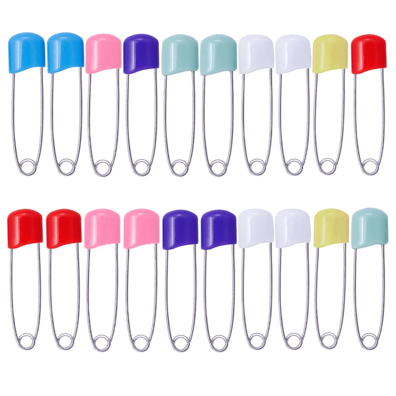 

MIUSIE 20Pcs Plastic Head Safety Pins Baby Kids Cloth Nappy Locking Brooch Buckles Colorful Needle Pins Brooch Sewing Tools