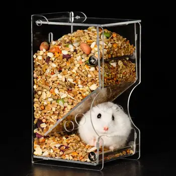 New Automatic Hamster Feeder Acrylic Food Feeding Dispenser for Guinea Pig Gerbil Pigeon