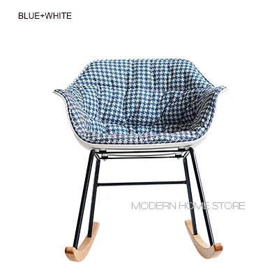 Blue White Современный классический модный дизайн пластиковый твердый деревянный мягкий чехол-накладка для гостиной Расслабляющий кресло-качалка Подушка Диван 1 шт - Цвет: Blue White