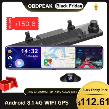 

OBDPEAK D80 Android 8.1 Full HD 1080P 12 Inch Touch IPS Car DVR with GPS Navigation WIFI Bluetooth ADAS Google Play Dash Cam