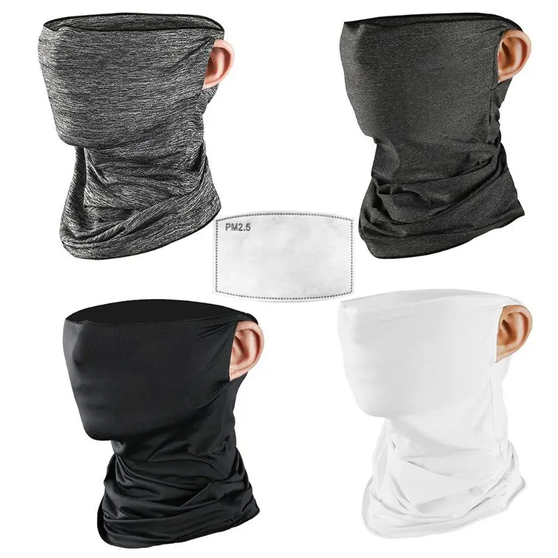 Unisex Ice Silk Neck Gaiter with Filter Ear Loops Cycling Seamless