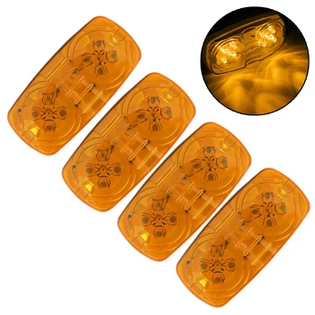 

4X Amber Trailer Side Marker LED Light Double Bullseye 10 Diodes Clearance Lamp