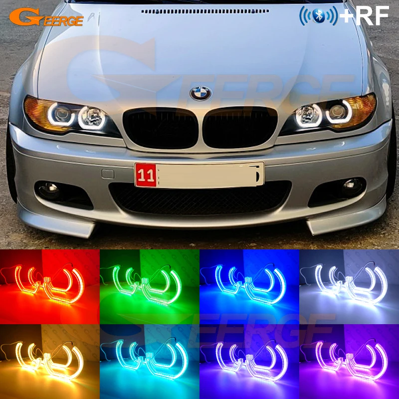 

For BMW E46 Coupe Cabrio Convertible 2004 2005 2006 LCI RF remote Bluetooth APP DTM Style Multi-Color RGB LED Angel Eyes