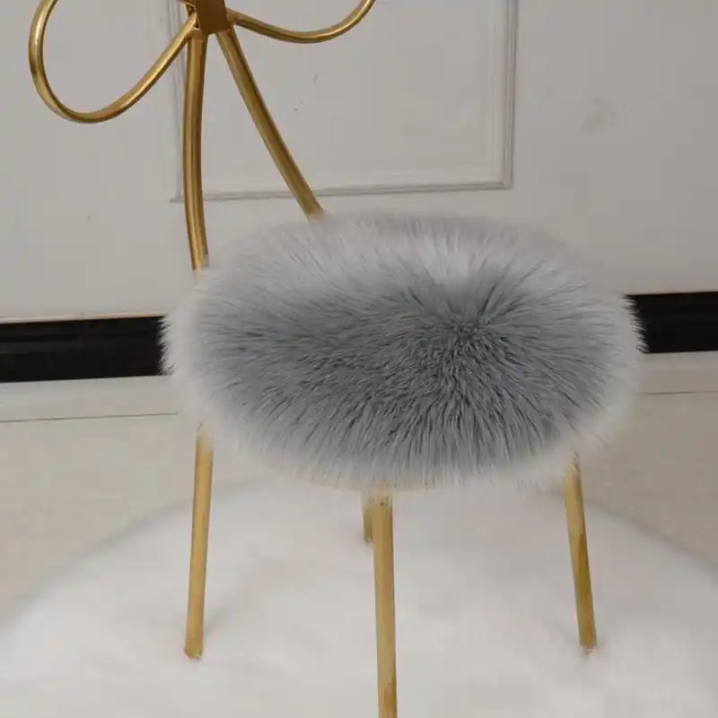 round faux fur pillow