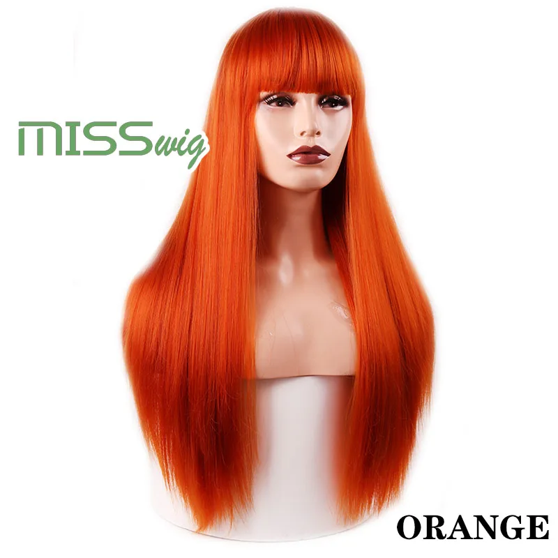 Miss wig синтетические волосы длинные прямые 60 см 300 г черные оранжевые красные парики на голову для женщин наращивание волос высокотемпературное волокно