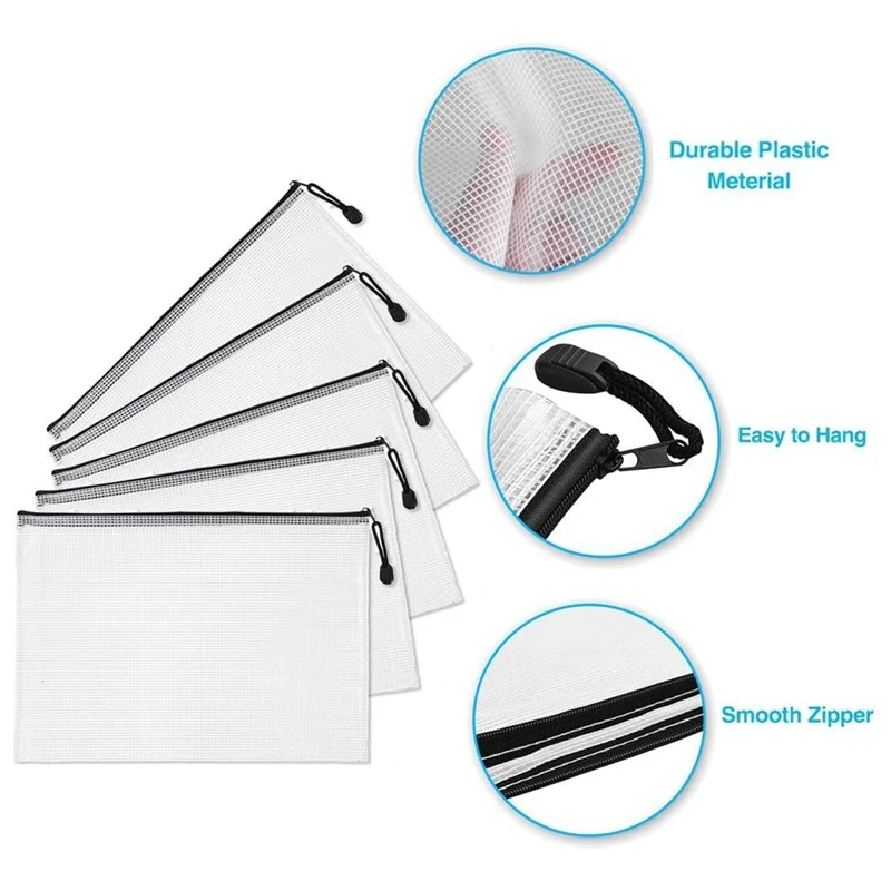 30Pcs B6 메쉬 지퍼 주머니 5.3X7.7 인치, 학교 사무용품, 퍼즐 및 게임 정리 보관을위한 방수 지퍼 가방