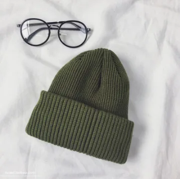 Осенне-зимняя вязаная теплая шапка унисекс, модная женская шапка в стиле хип-хоп, пара шапка черепки, Мужская зимняя шапка, лыжные шапочки - Цвет: Армейский зеленый