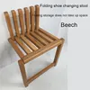 Wall-Mounted Folding Footstool, Porch Chair, Shoe Stool Chair, Hidden Solid Wood Folding Bathroom Stool 2