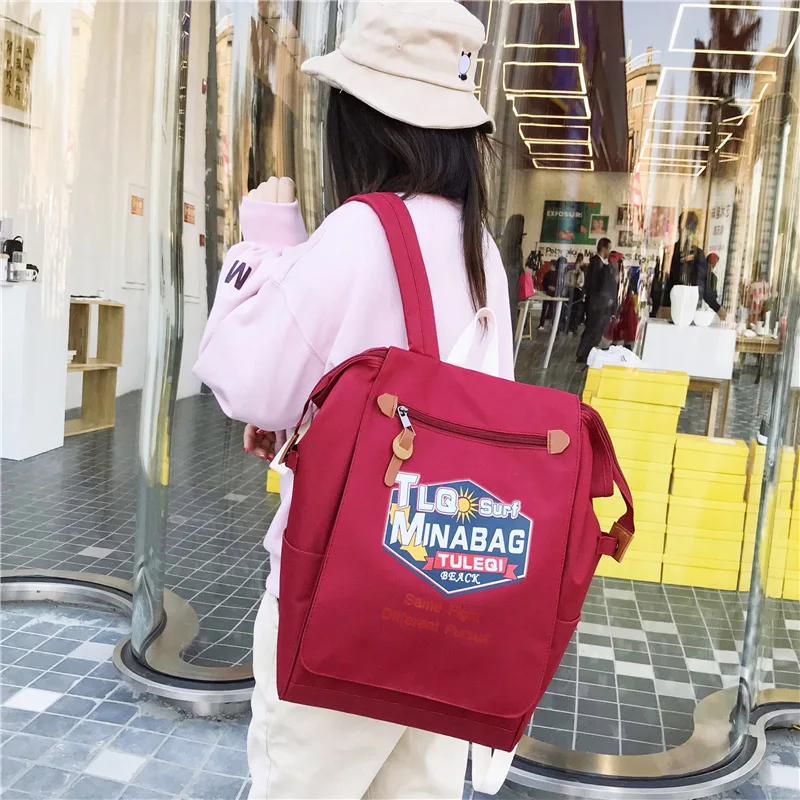 

2019 New Style Backpack WOMEN'S Bag Fashion Canvas Backpack Large Capacity Printed Letter Schoolbag