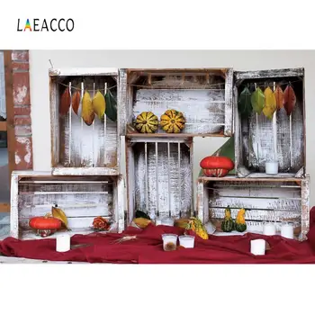 

Laeaco Gray Wooden Box Autumn Pumpkin Candle Party Rural Baby Newborn Portrait Photo Background Photography Backdrop Photostudio