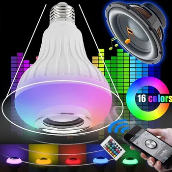 

Smuxi LED Bulb Colorful RGB LED Light Bulb 12W Wireless bluetooth Speaker Music Control 16 Colors Lamp Bulb Lighting with Remote