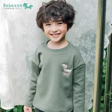Bebezo18 осень и зима стиль Южная Корея Детская одежда теплая удобная круглый вырез с флисовой подкладкой длинная Милая футболка