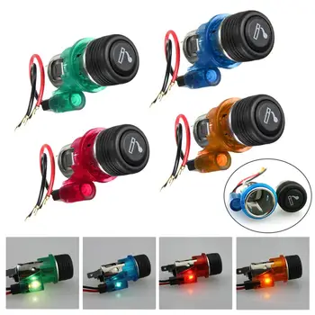 

1 Set 12V Car Cigarette Lighter Power Socket Outlet Plug Head + Socket Assembly with LED Indicator Motorcycle Car Accessories