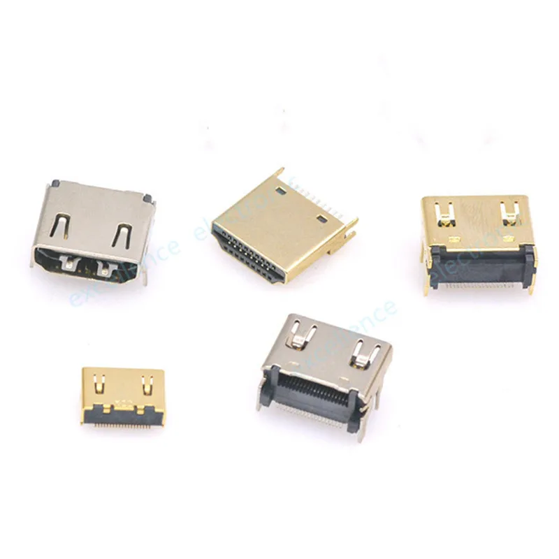 5-Pack HDMI HD Interface Connector - Vertical Right Angle SMD Socket
